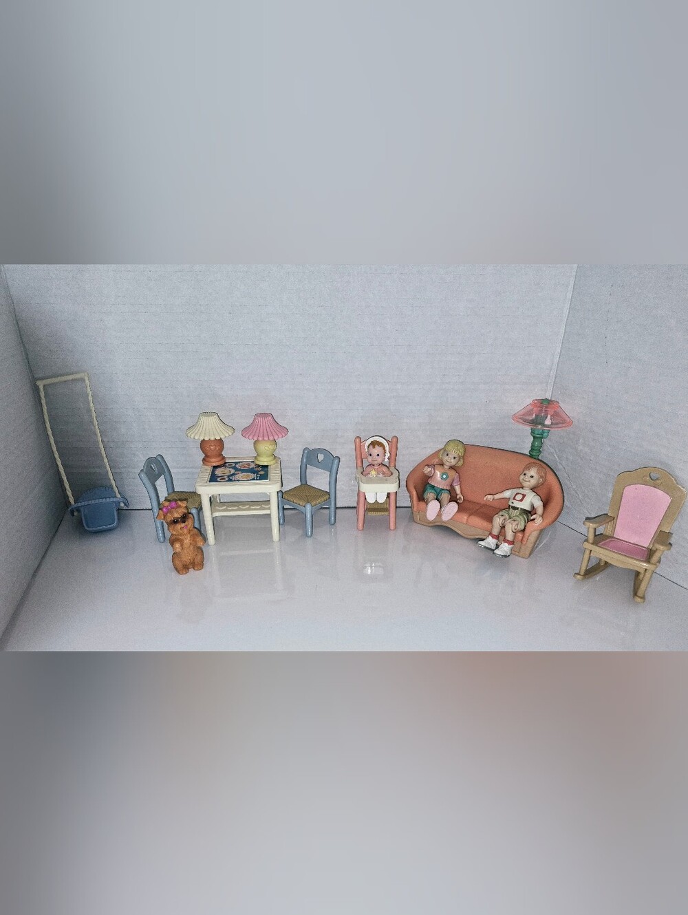 Vintage Fisher Price Loving Family Dolls And Furniture Lot